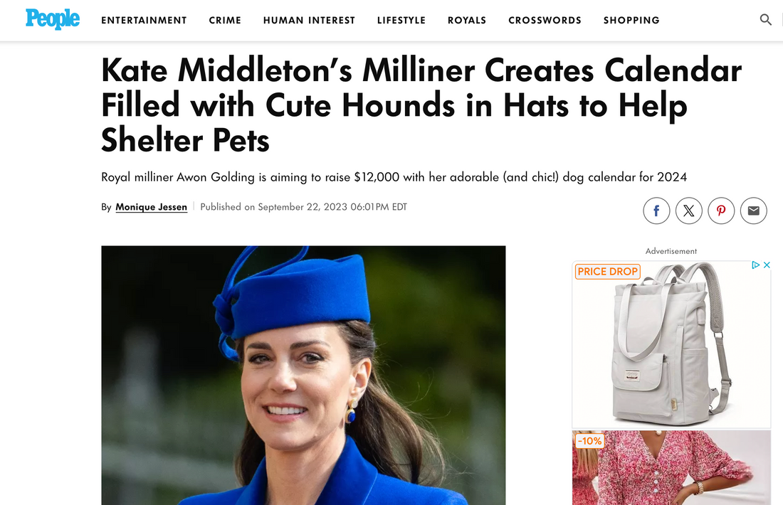 'Kate Middleton's Milliner Creates Calendar Filled with Cute Hounds in Hats to Help Shelter Pets' -Haute Dogs on People.com